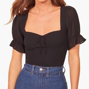 Reformation Delevan Ruffle Sleeve Top
